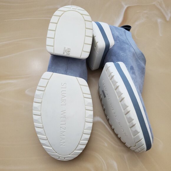 Stuart Weitzman Suede Slip On Sneakers in Dove Tail Blue Size 9 - Picture 11 of 15